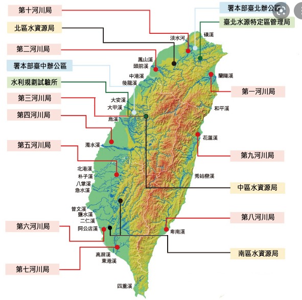 42 下列為臺灣中部五條河川（依首字筆畫排列），由北到南排列的正確