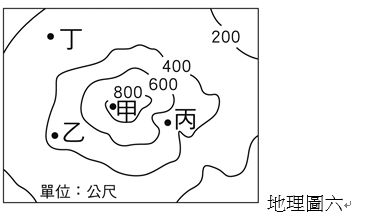 地理圖六為某地的等高線地形圖 請根據圖中資料回答以下問題 題組 19 阿摩線上測驗