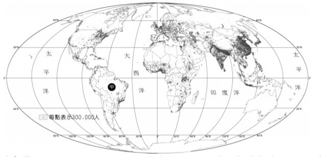 14 下圖為世界人口分布圖 請依圖中資料加以判斷 甲 地人口稀疏的主要原因為下 阿摩線上測驗