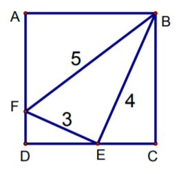 50 如圖 邊長為3 4 5公分的直角三角形 其一個頂點與正方形的頂點b重合 阿摩線上測驗