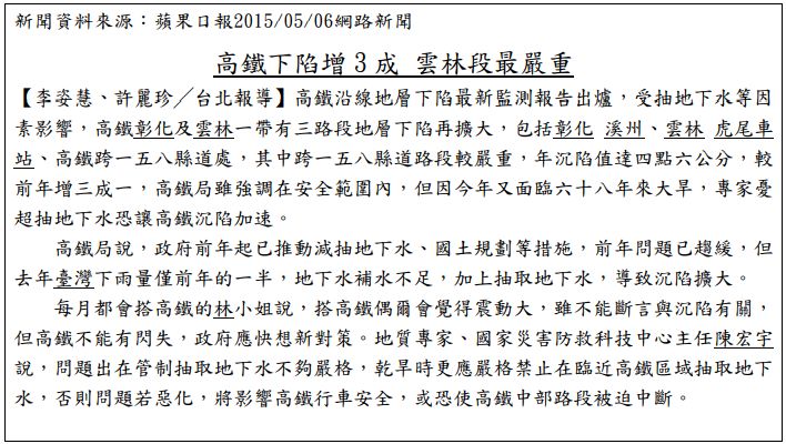 5 題組四 請仔細閱讀以下新聞 並回答問題 題組 4 對於高鐵危機 專家建 阿摩線上測驗