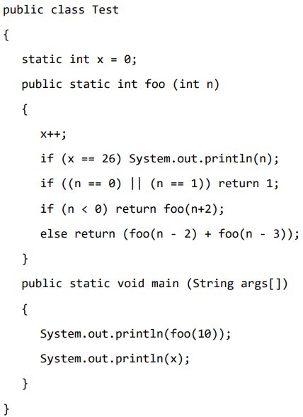 五、詳細說明下列 Java 語言程式的執行過程，並寫出程式的輸出。（20 分）