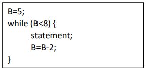 五、下列為以 C 語言撰寫的程式碼片段(一)和(二)，請分別回答(一)和(二)各總共要執行多少行敘述（statement）並說明其理由？