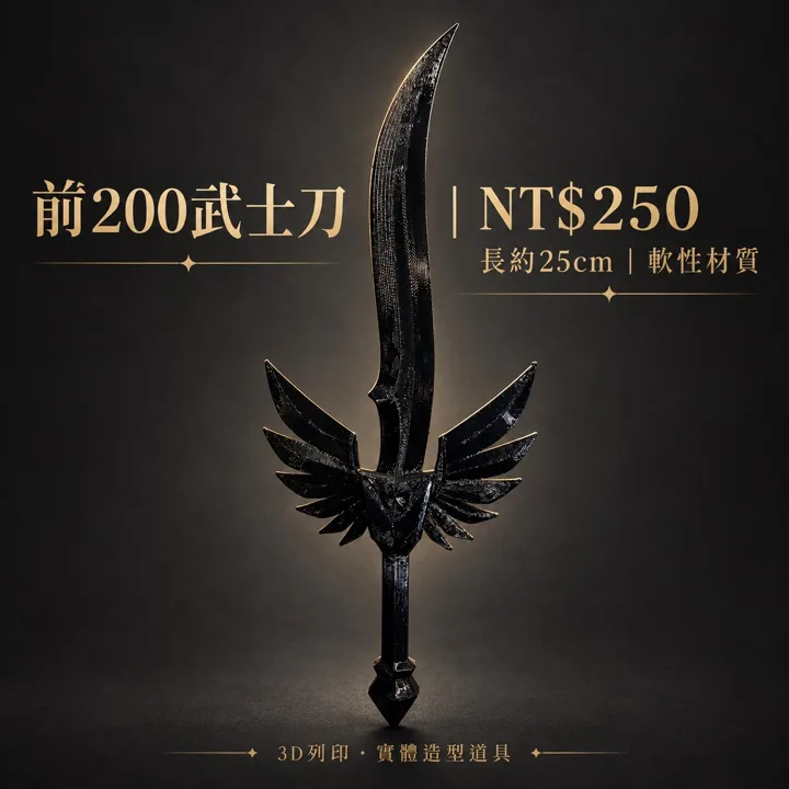 Roblox Rivals 競爭者 前200武士刀 暗黑款 3D列印造型道具