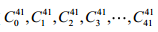 28. 在
41 41 41 41 41
0 1 2 3 41 C C C C C , , , , ,
這
42
個組合數中，有多少個數是
205
的倍數？ 
 <br/>(A) 
20 <br/>(B) 
22 <br/>(C) 
24 <br/>(D) 
26