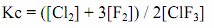 26. 下列式子何者說明化學反應Cl2() () g F2 g ClF3( ) g +3 ↔ 2 的平衡常數？ 

