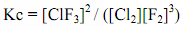 26. 下列式子何者說明化學反應Cl2() () g F2 g ClF3( ) g +3 ↔ 2 的平衡常數？ 

