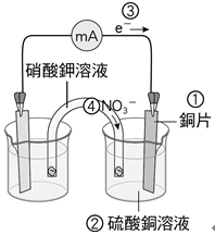 8 附圖為小玫繪製的銅銀電池裝置示意圖 他標出電池放電時 右側1電極材料 阿摩線上測驗