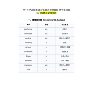 國小教甄 中區聯盟 114單字整理